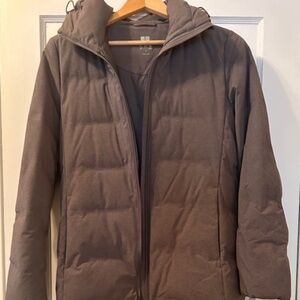 Uniqlo Women's Seamless Down Short Coat Hooded Puffer Gray Size Small